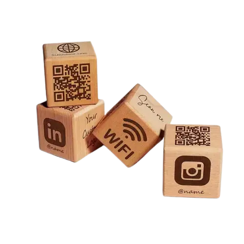 Ξύλινοι κύβοι QR για εστιατόρια, καφέ, μπαρ και ξενοδοχεία